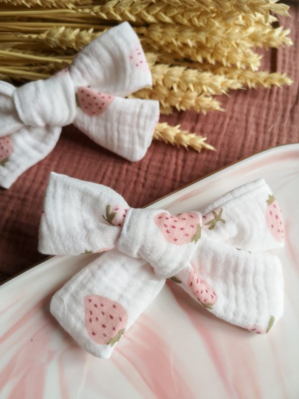 Nœud noué fraise - double gaze de coton – Image 2