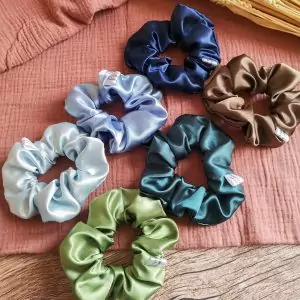 Mini chouchou nuances bleu-vert - satin
