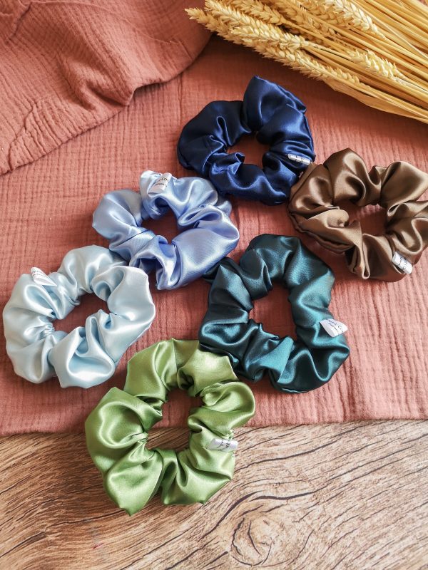 Mini chouchou nuances bleu-vert - satin