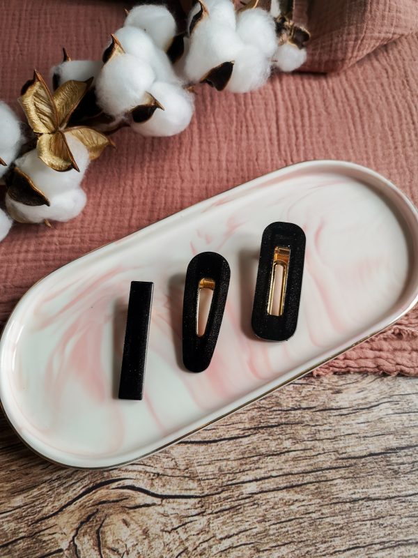 Barrette noir pailleté - résine époxy – Image 2