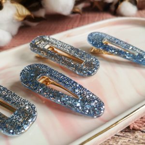 Barrette bleu givré - résine époxy