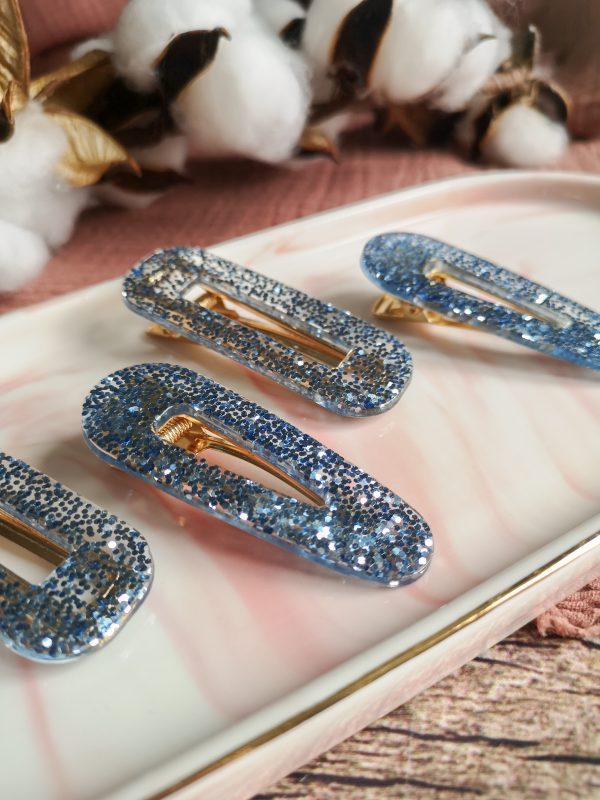 Barrette bleu givré - résine époxy