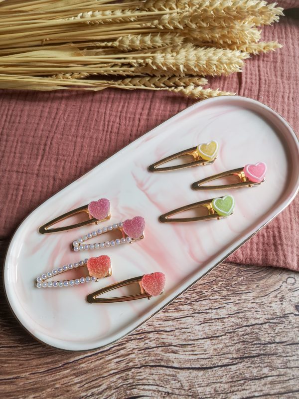 Barrette cœur et perles - résine – Image 3