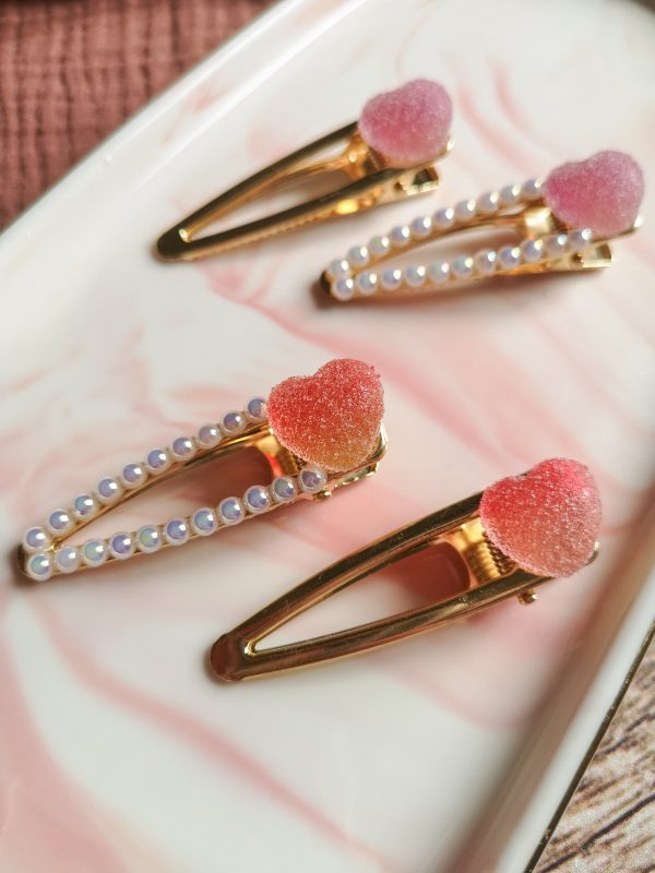 Barrette cœur et perles - résine – Image 2