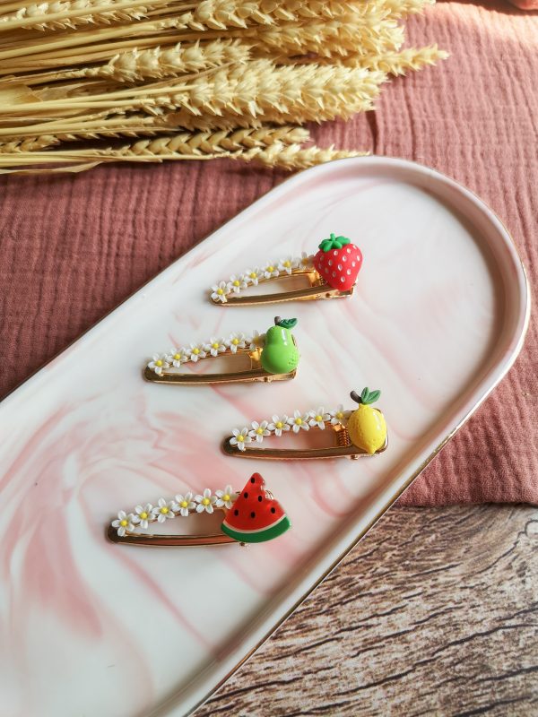 Barrette fruits et fleurs - résine