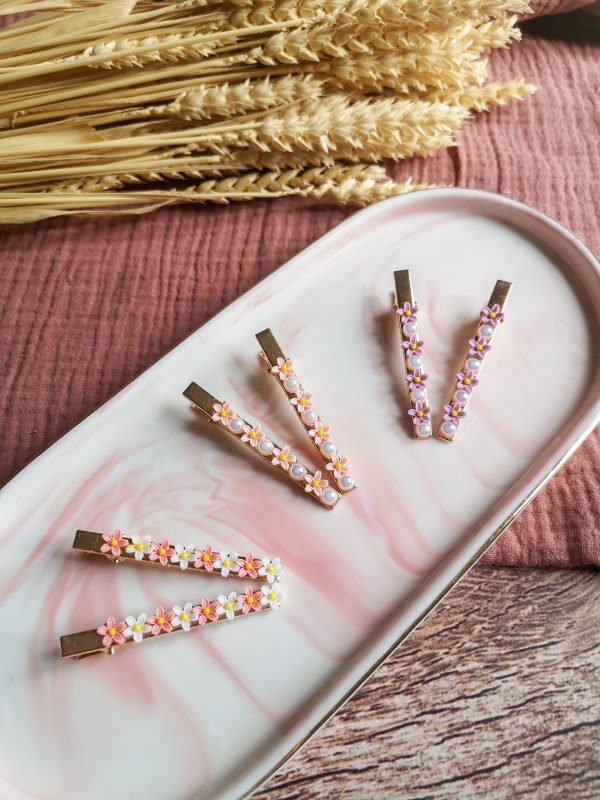 Barrette fleurs & perles - résine – Image 5