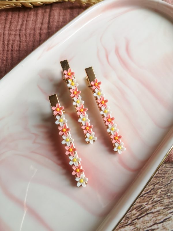 Barrette fleurs & perles - résine – Image 2
