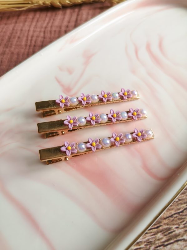 Barrette fleurs & perles - résine – Image 4
