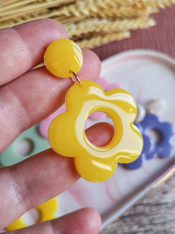 Boucles d'oreilles Daisy- modèles jaune