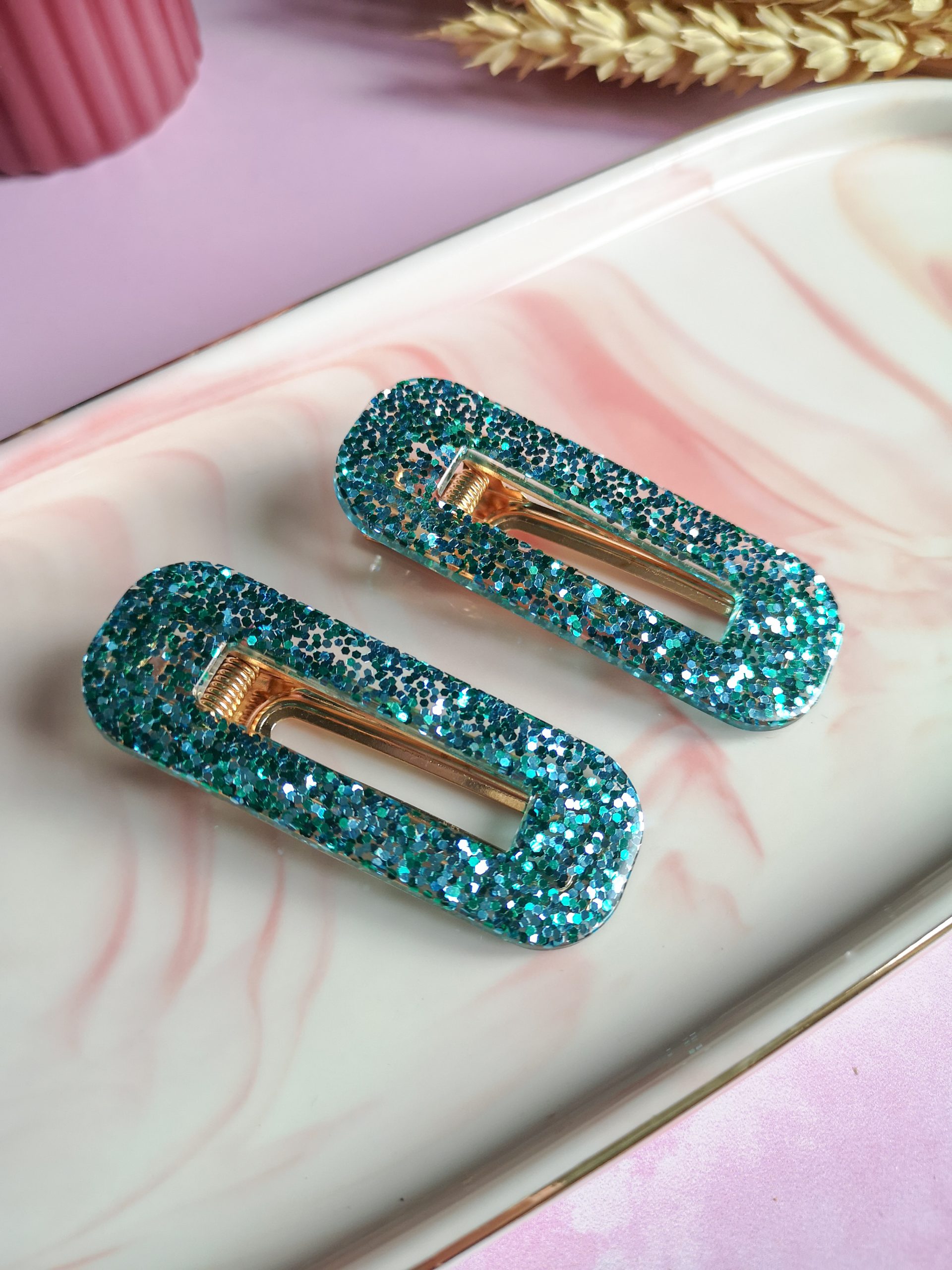 Barrette grosses paillettes - résine époxy – Image 2