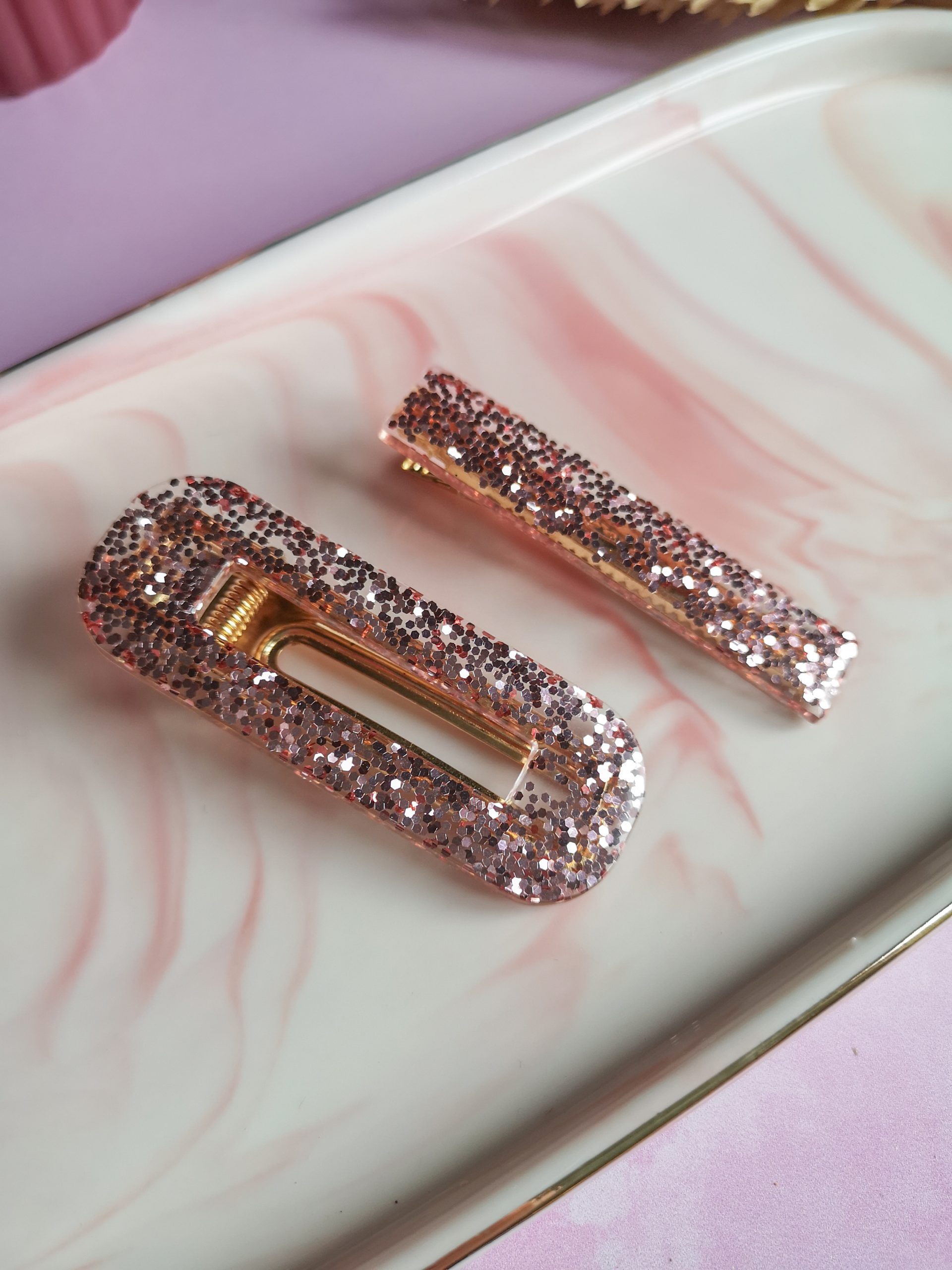 Barrette grosses paillettes - résine époxy – Image 3