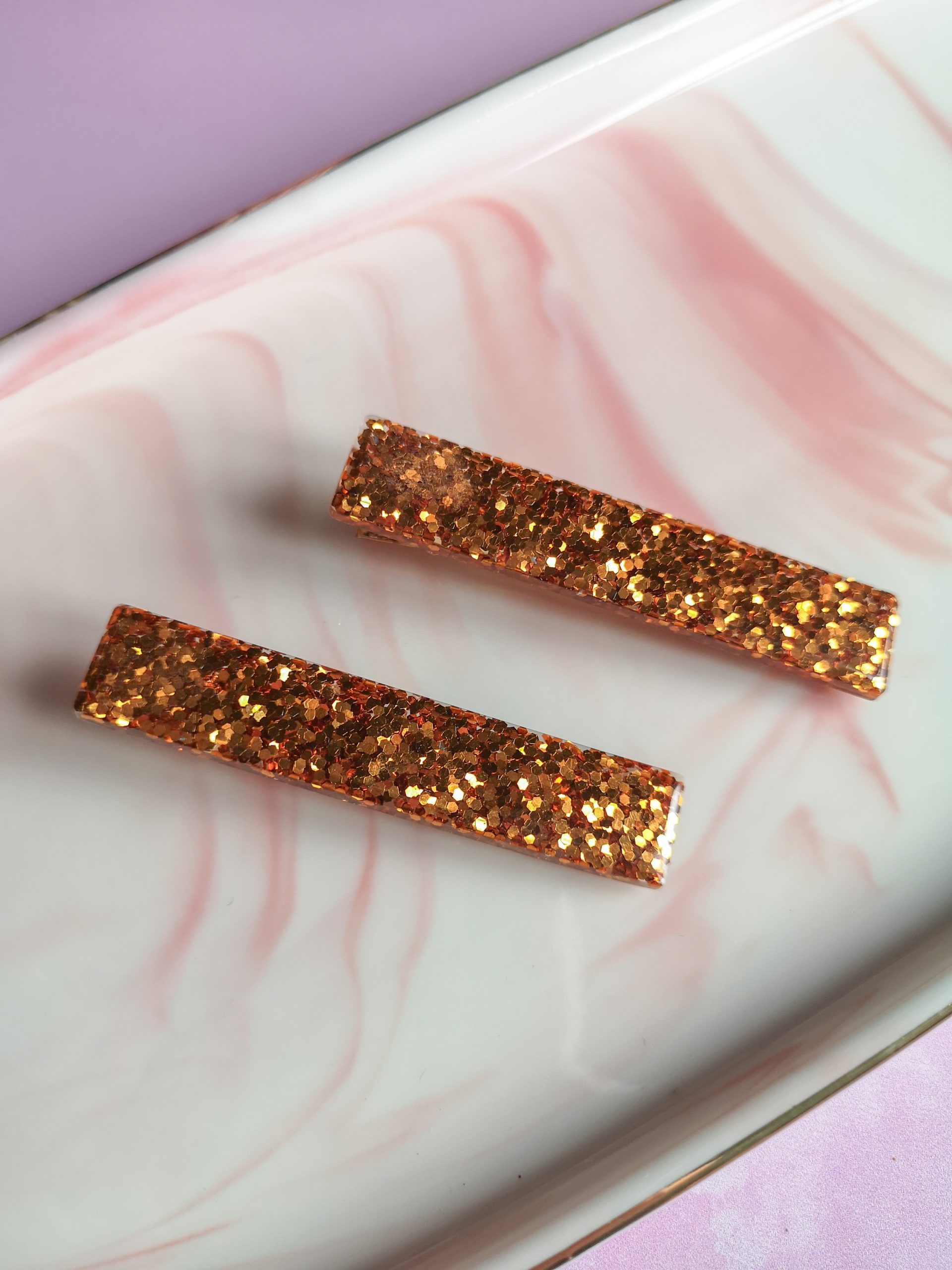 Barrette grosses paillettes - résine époxy – Image 5