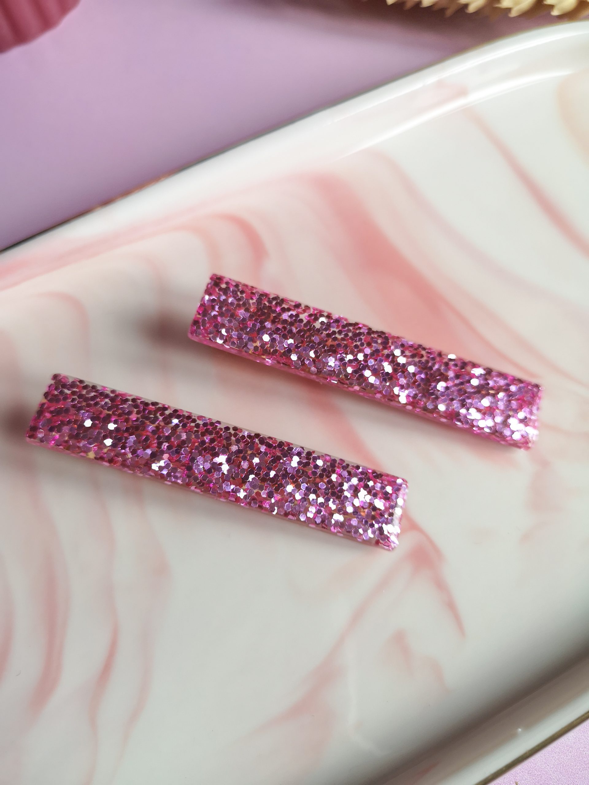 Barrette grosses paillettes - résine époxy – Image 4