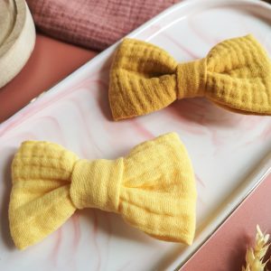 Nœud classique jaune - double gaze de coton oeko-tex/bio
