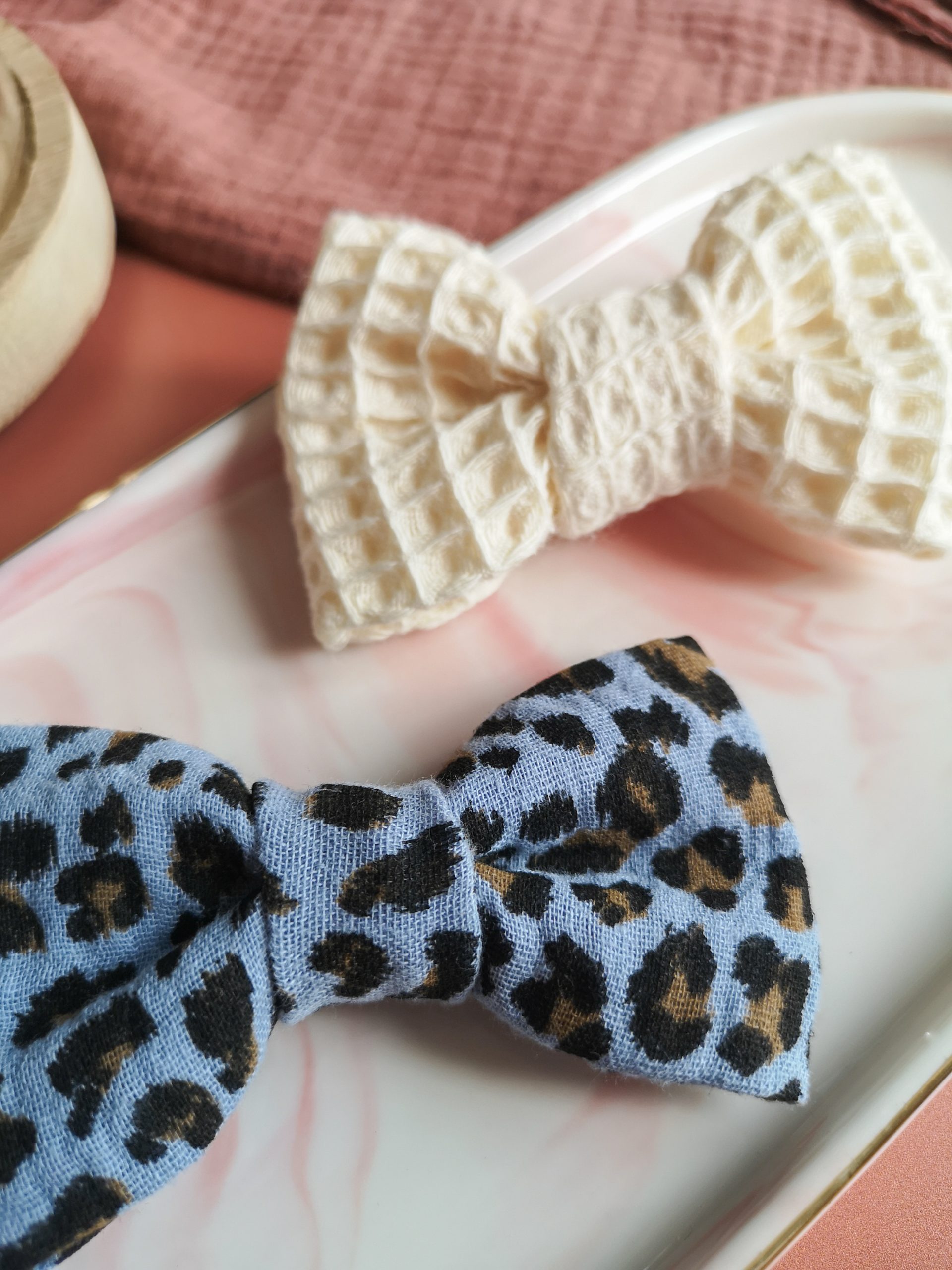 Nœuds léopard & nid d'abeille - coton