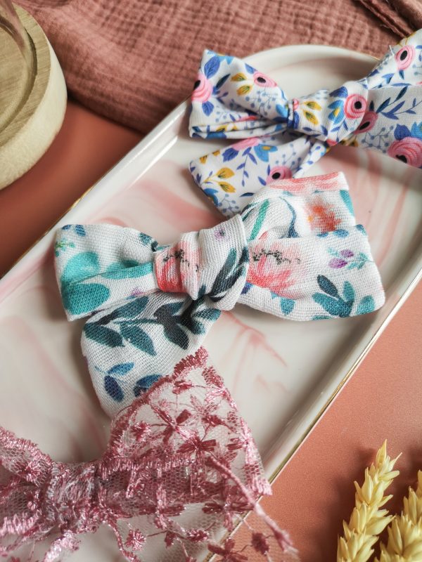 Nœuds fleurs - coton & broderie