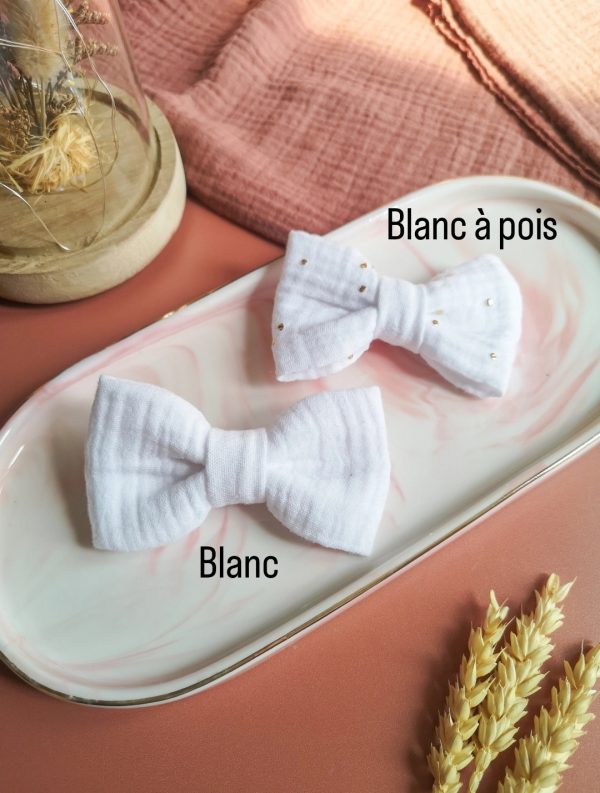 Nœud classique blanc - double gaze de coton oeko-tex/bio – Image 2