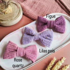 Nœud classique violet - double gaze de coton oeko-tex/bio
