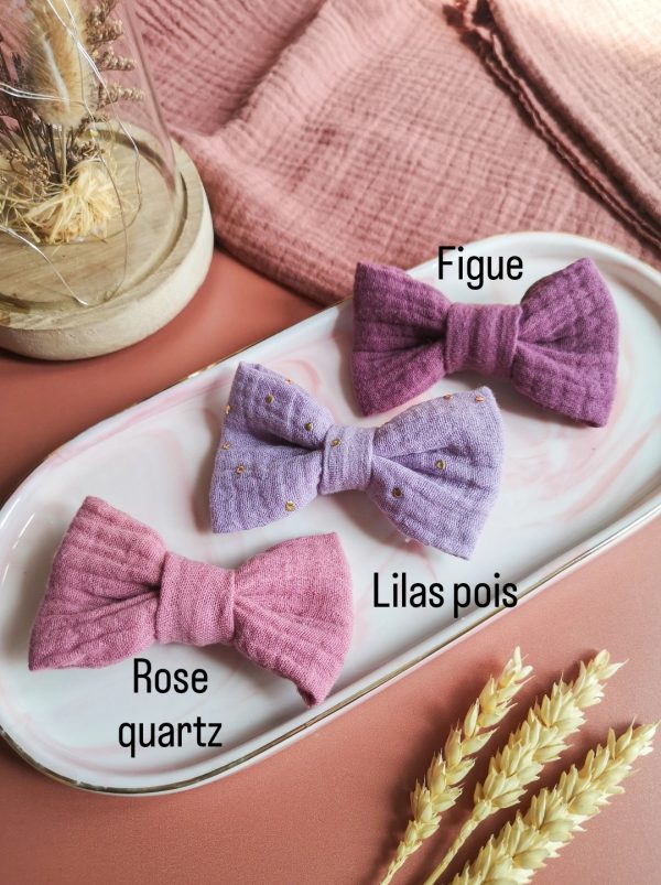 Nœud classique violet - double gaze de coton oeko-tex/bio