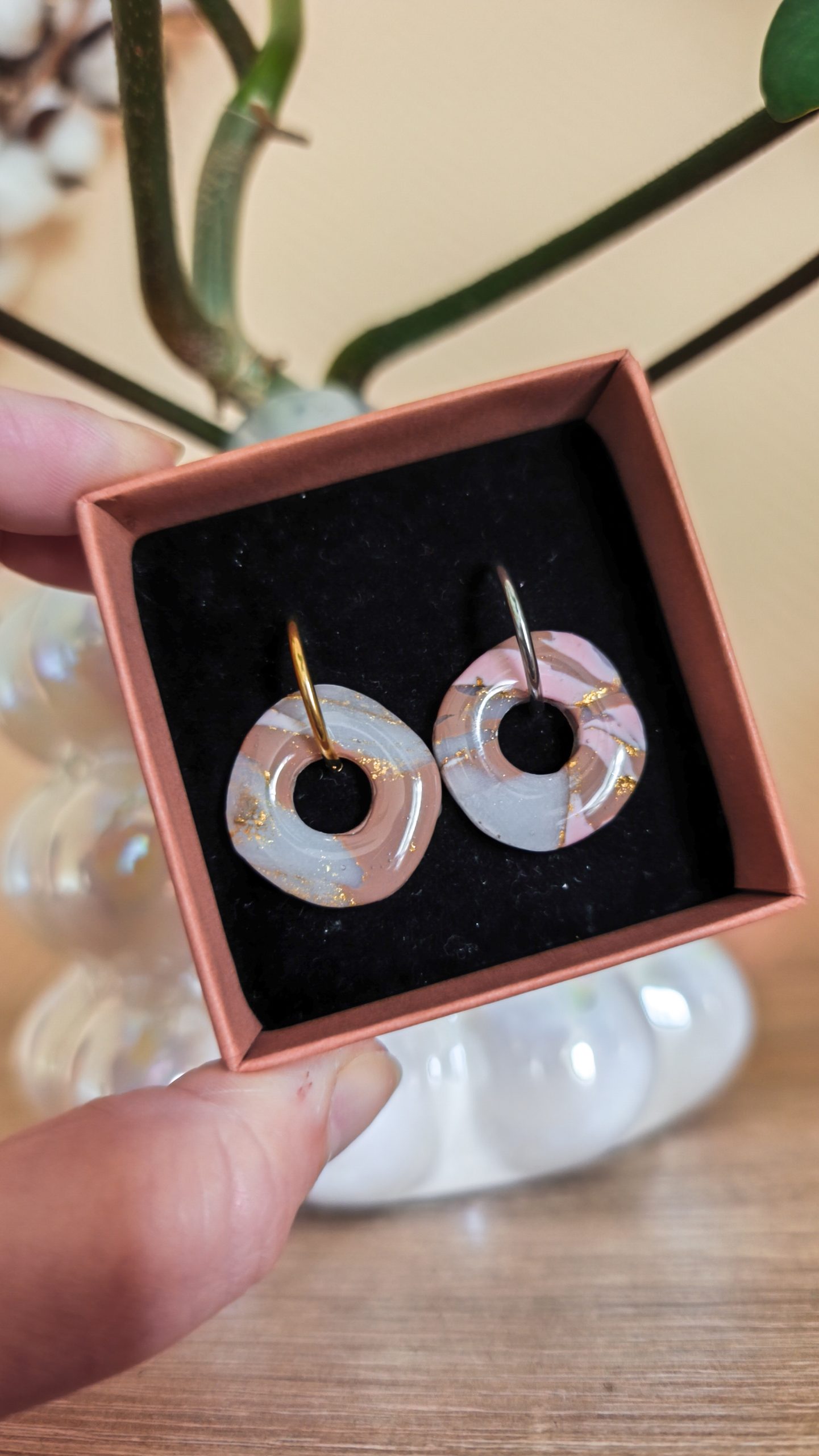 Pampilles rond marbré