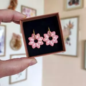 Pampilles fleur rose et blanche